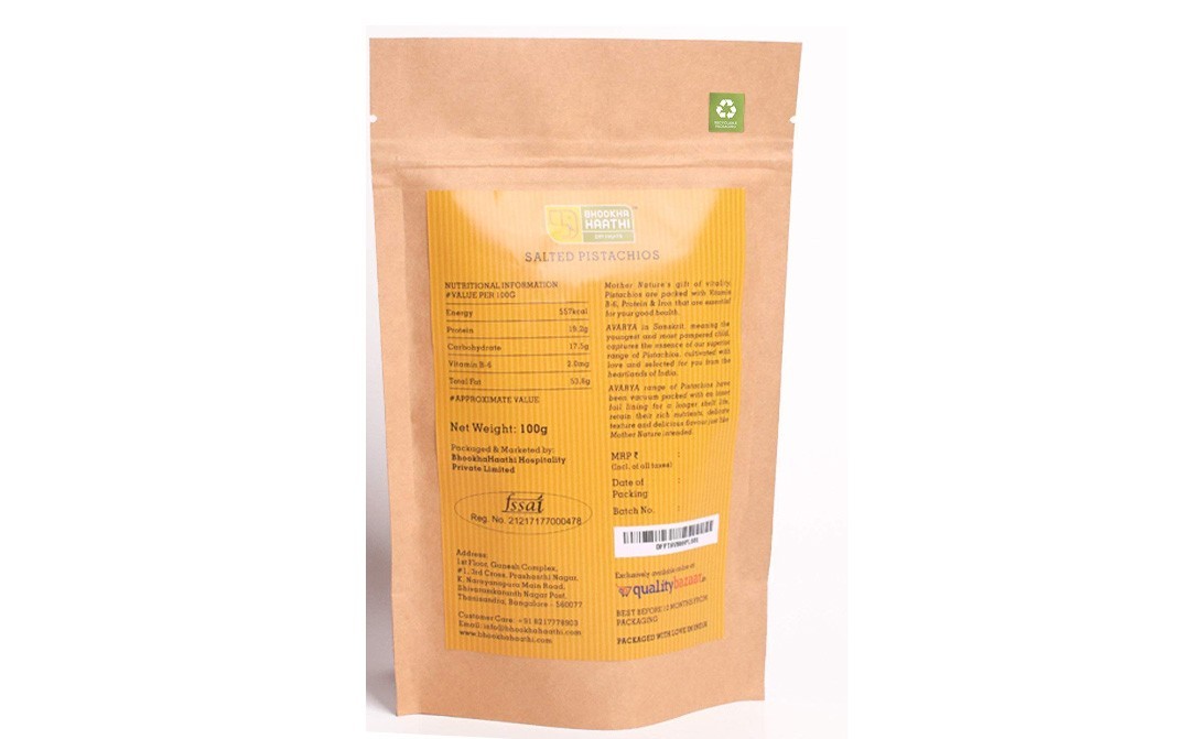 Bhookha Haathi Salted Pistachios    Pack  100 grams